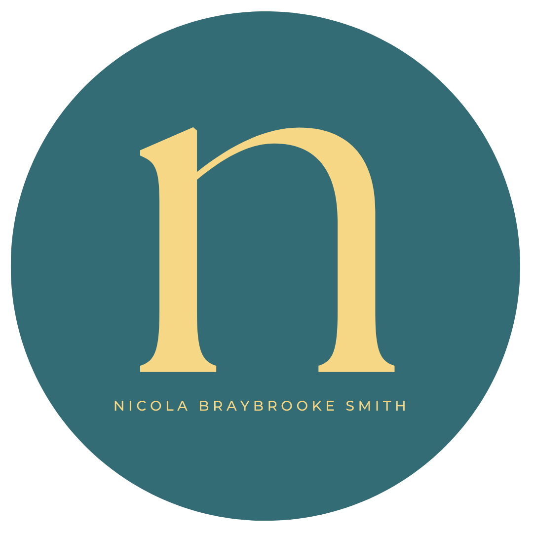 nicola braybrooke smith dark green round circle with gold N